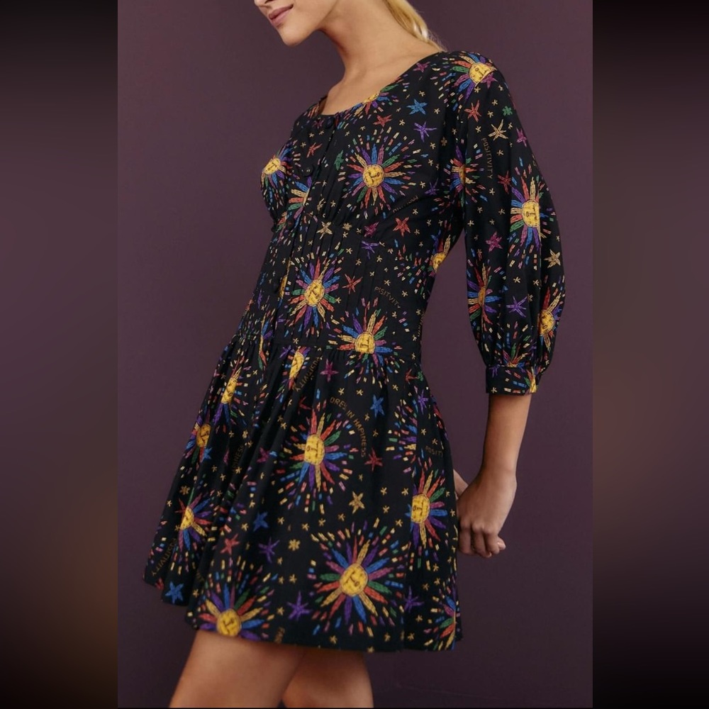 NWT Farm Rio Rainbow Suns Organic Cotton Mini Dress M